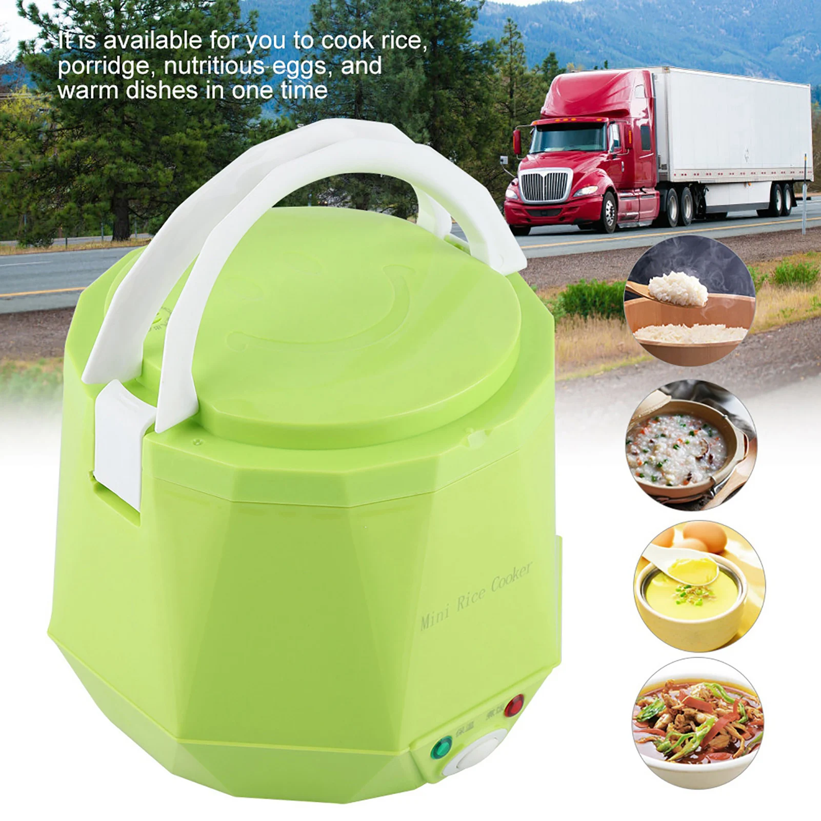 24V Electric Rice Cooker 1.6 L Portable Multifunctional Cookint Pot Food Steamer for Truck Electric Rice Cooker 140W 1
