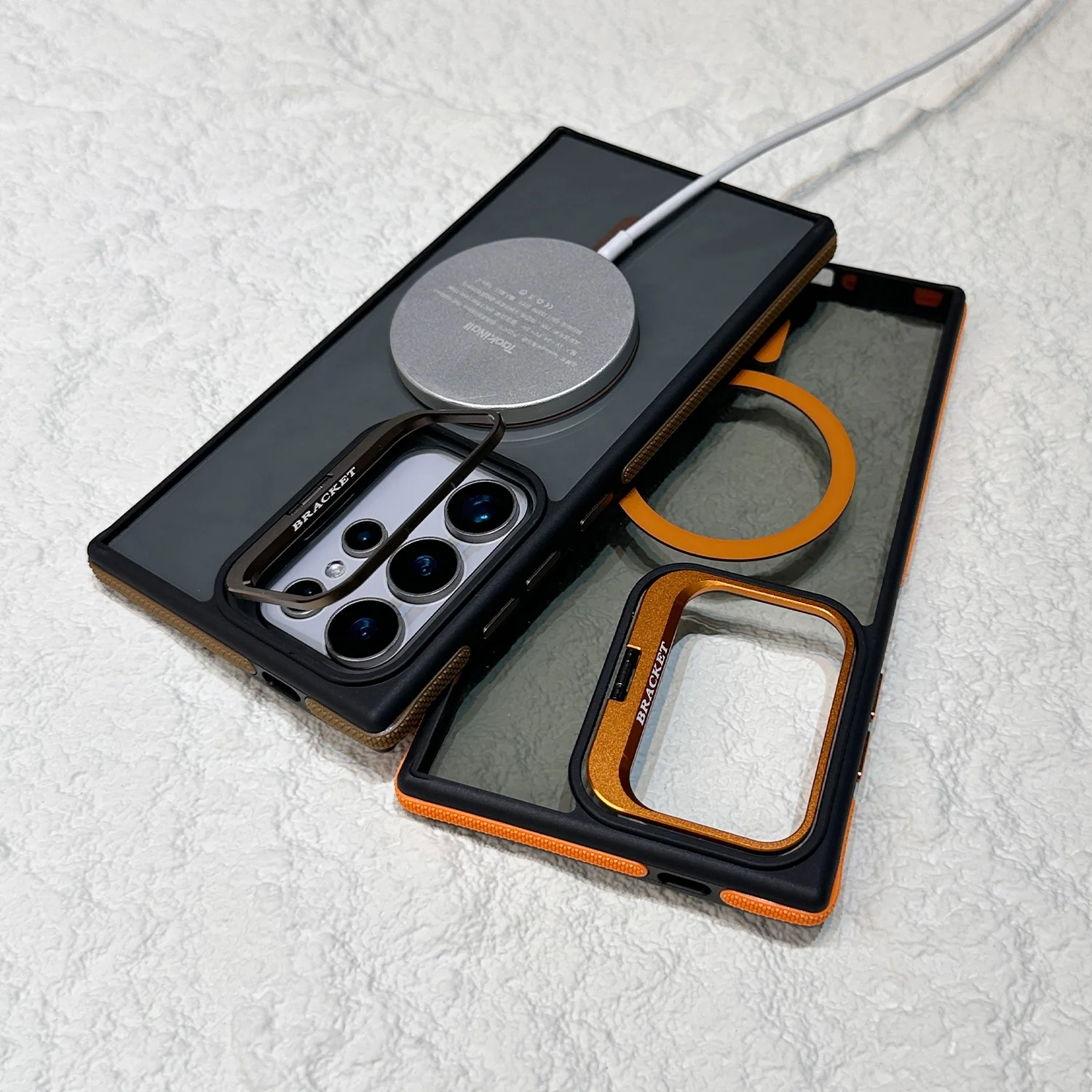 Luxury Clear Magnetic Shockproof Phone Case with Stand and Color Protection Back Cover