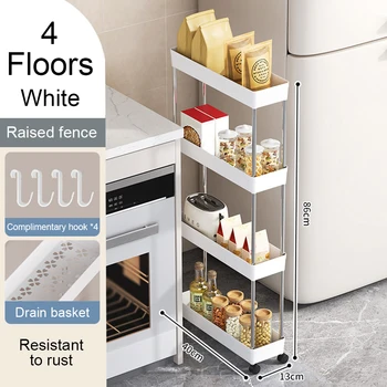Carrello multistrato con ruote Organizzatore di archiviazione mobile Scaffale di stoccaggio stretto salvaspazio per bagno, cucina, soggiorno 1