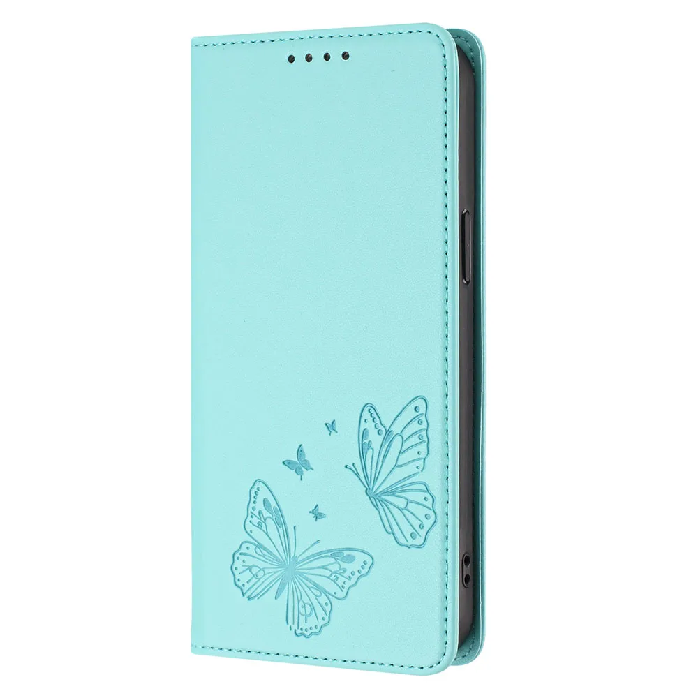Magnetic Wallet Flip Leather Case with Butterfly Flower Design