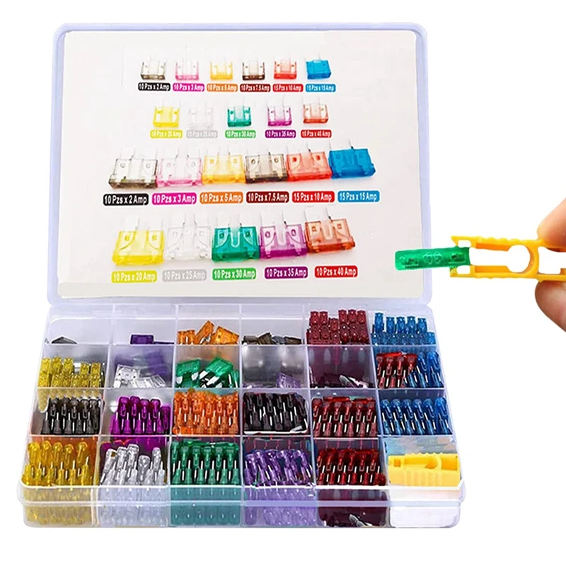 

240 шт., автомобильные мини-предохранители, 2/3/5A /7.5A /10A /15A /20A /25A /30A /35A /40A