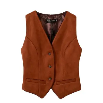 여성용 블랙 V넥 스웨이드, 우아한 OL 조끼, 빈티지 3 버튼, 비즈니스 슬림핏, 사무실 정장 작업복