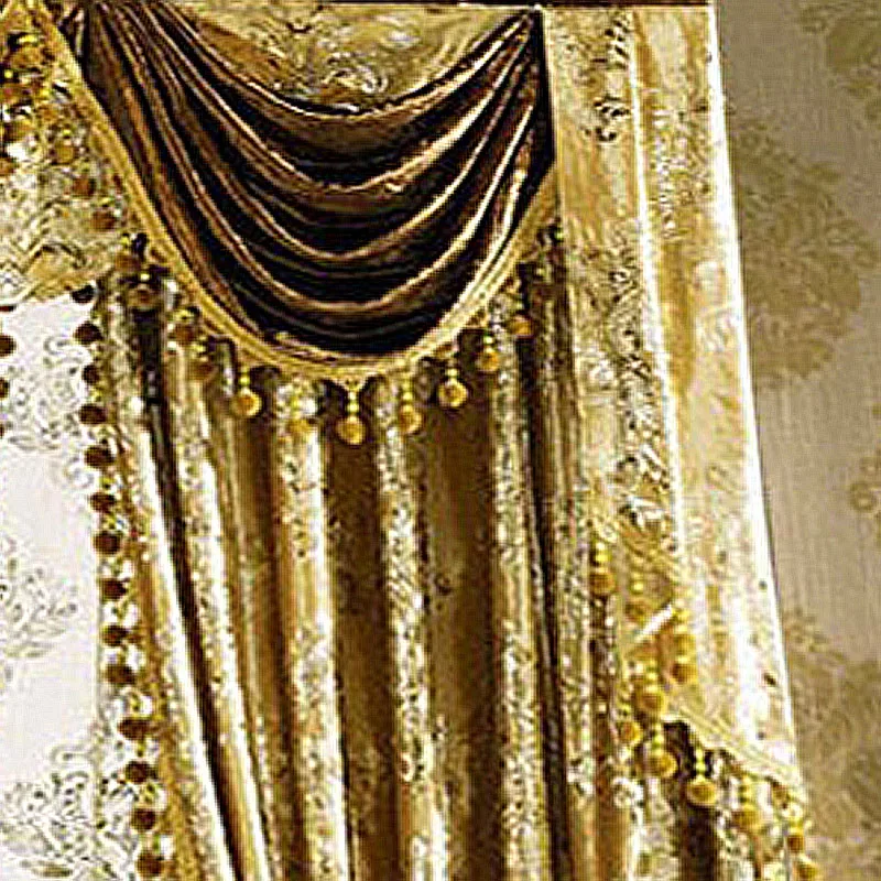 Golden flowers Press on Small fur surface curtains for hotel Hall Curtain Classic elegant Living Room Curtains Apricot gold new 2