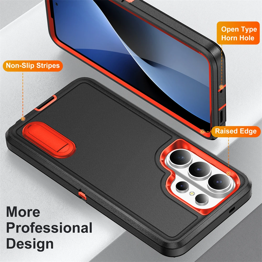 3-in-1 Shockproof Stand Case - Heavy Duty Rugged Hybrid Military Cover