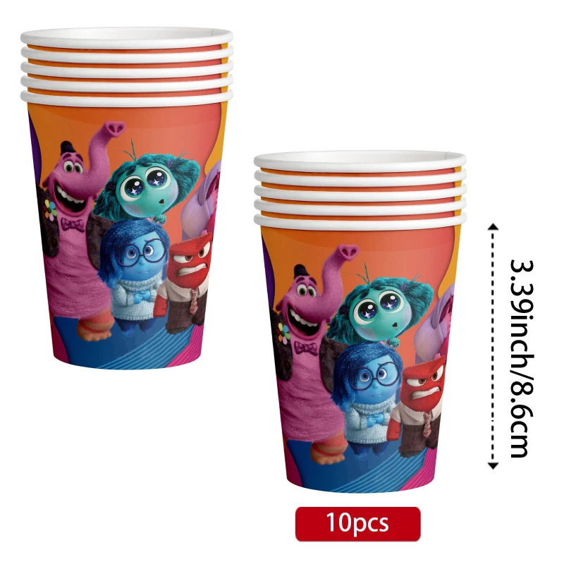 thumbnail image 1 of Kit de decoración para fiesta de cumpleaños de Disney Inside Out 2 Vasos de papel Platos Servilletas Telón de fondo Globos Suministros, 1 of 5