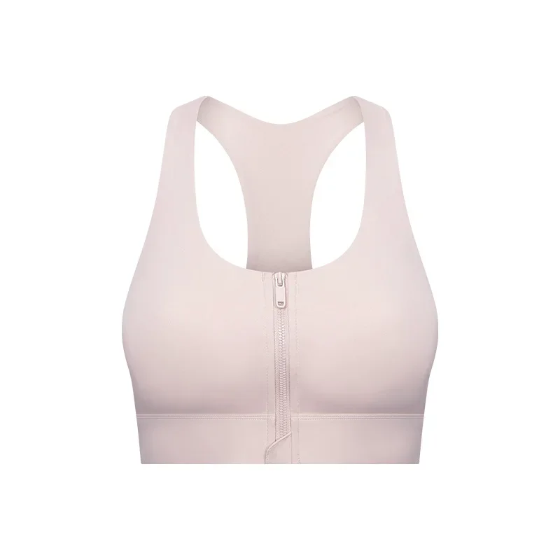Solid Color Women Sports Bras Gathered Without Steel Ring Running Vest Fitness Front Zipper Sexy Shockproof Underwear