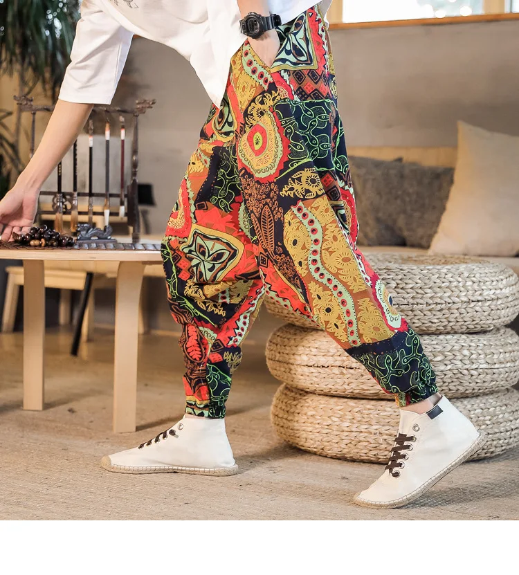 2022 Summer Mens Baggy Cross Pants Men Women Hip-hop Print Wide Leg Pants Male Casual Vintage Long Trousers mens harem joggers