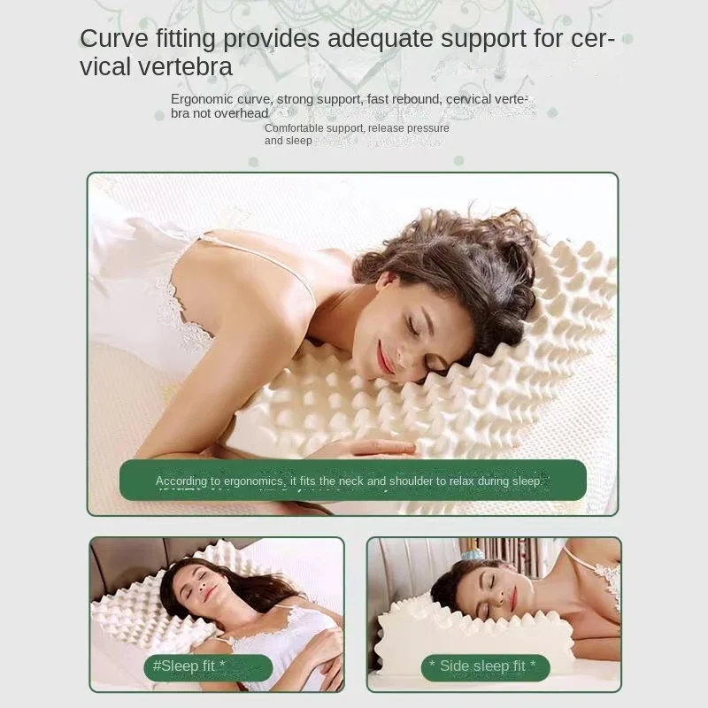 TAIHI Orthopedic Latex Pillow Thailand Pure Natural Massage Memory Ergonomic Cervical Neck Pain Pillows For Sleeping For Bedroom 3