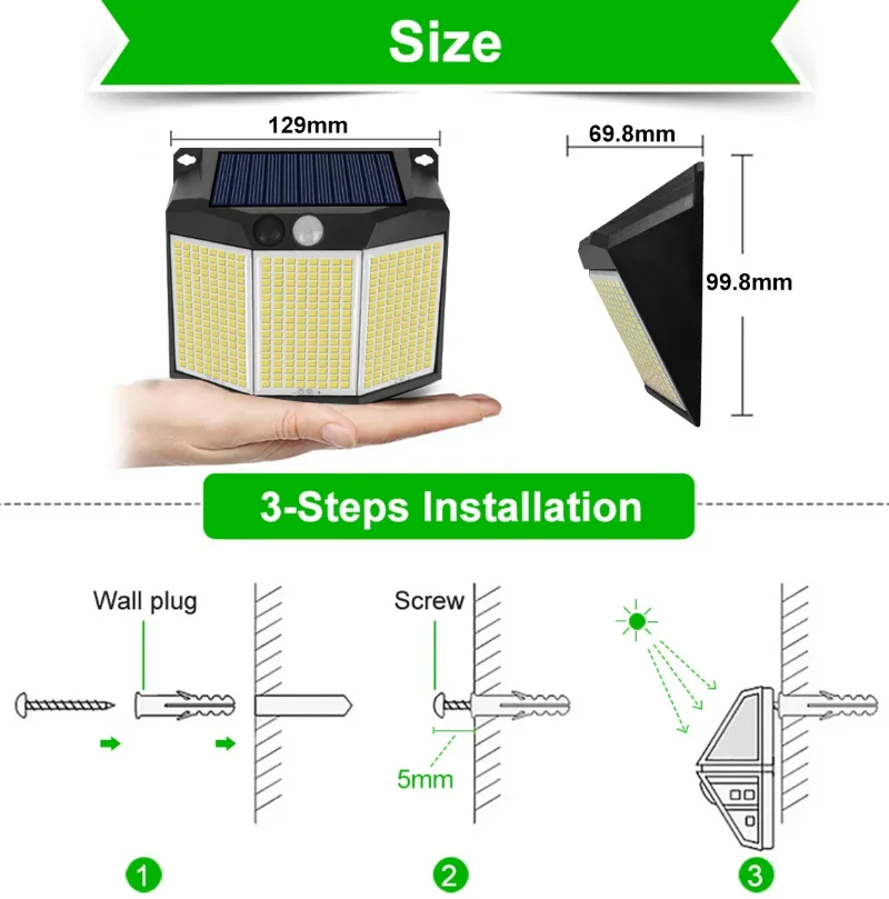 1/2/4 PCS 432 LED Solar Lights Outdoor Motion Sensor Waterproof Solar Wall Lamp 3 Modes Solar Security Light for Garden Patio 6