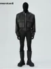 Mauroicardi Spring Autumn Cool Short Loose Black Hard Pu Leather Bomber Jacket Men Zipper Pockets Luxury Designer Clothes 2023 6