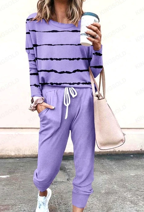 Women's Leisure Suits 2024 Spring Summer Latest Urban Style Fashion Loose Solid Color Long sleeved Top and Pants Sports Set