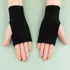 1Pair Sunscreen Protection Fingerless Long Gloves Women Arm Cool Summer Solid Mittens Half Finger Sleeves Black White Nude 4
