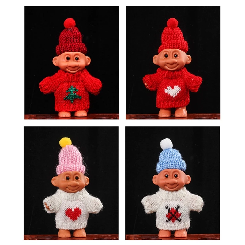 Mini Troll for Doll Protective for Case Cartoon Cover with Wool Costume & Hat Smoking Accessory Men