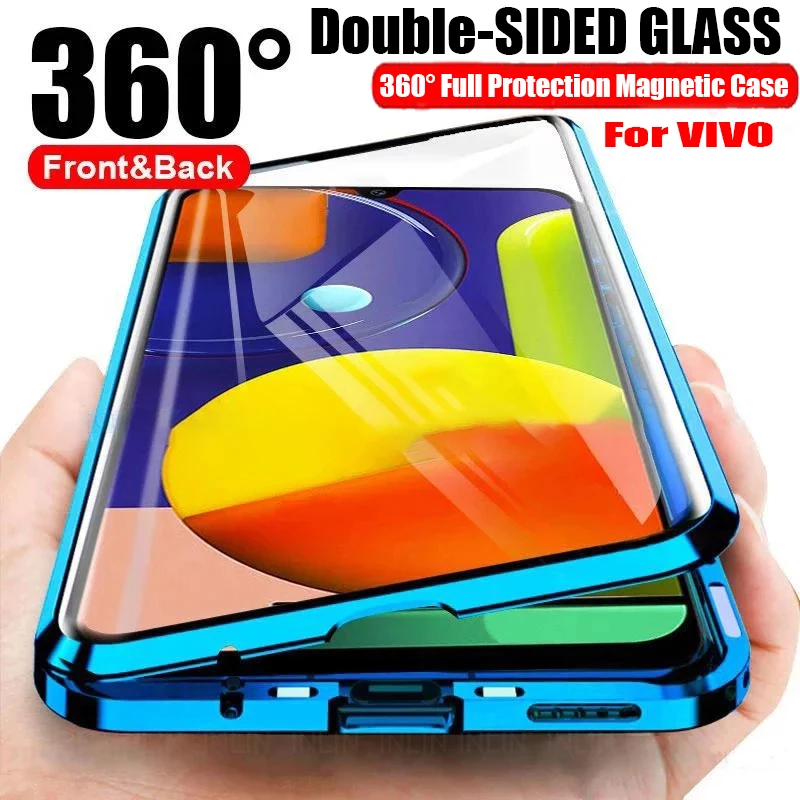 

Металлическая магнитная защита на 360 ° для VIVO S12 V23 S15E A1 V25 S15 S16 V27 Pro Y77E Y73S S7E, двухсторонняя стеклянная крышка