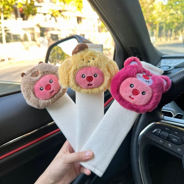 2 Car Seat Belt Covers S Size 6.5*6.5 Inches Car Seat Belt Shoulder Pad Backpack Shoulder Pad Stroller Belt Cover Cute Cartoon Orange Seahorse