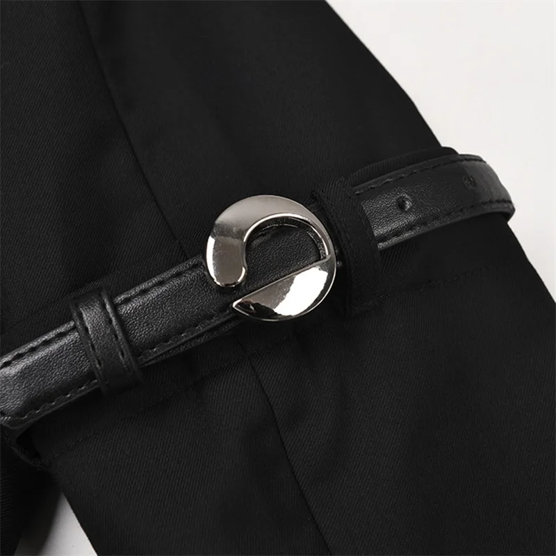 Women Suit Set 2 Pieces Cool Black Women Suits Set Jacket + Flare Pants