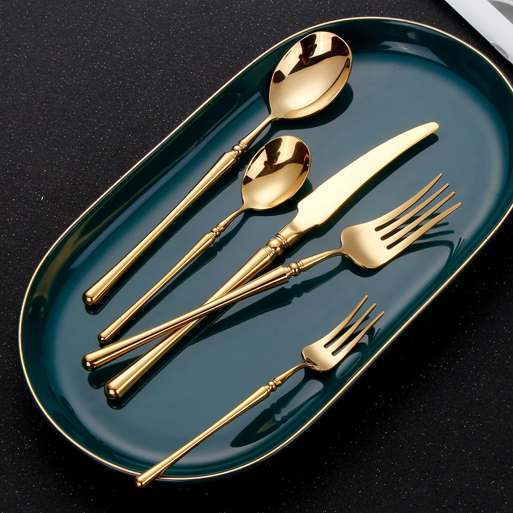 15Pcs 20Pcs 25Pcs 30Pcs Matte Gold Cutlery Stainless Steel