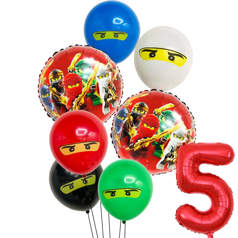Cartoon Ninja Birthday Decorations Paper Tableware Plate Cup Tablecloth Foil Ballons Kids Banner Cake Toppers Party Supplies