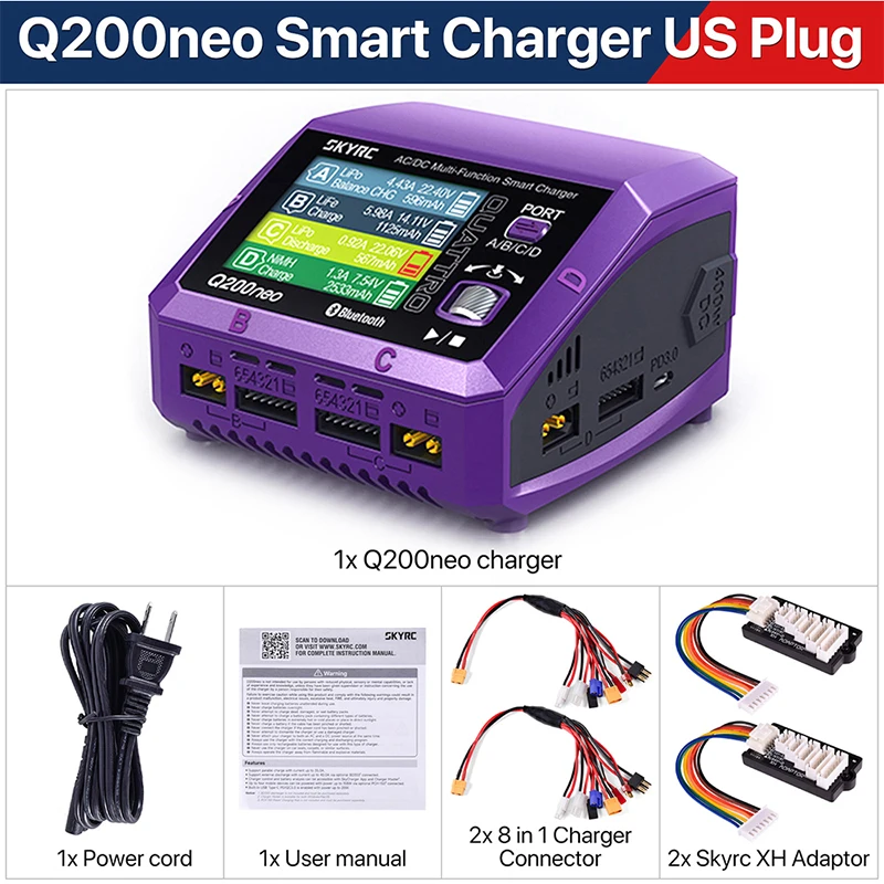 SkyRC Q200neo 充電器 SK- 100197 AC200W DC400W 4出力ポート AC/DC