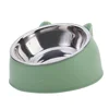 1pc Cat Bowl Lovely Creative Inclined Kitten Puppy Food Feeding Bowls Stainless Steel Cats Drinking Feeder Pet Dogs Cats Feeders 2