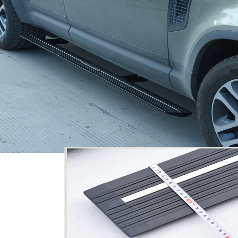 2 Marchepieds Latéraux NerfBar Pour Land Rover Defender 90 (2020-2025) - Aluminium Noir Antidérapant