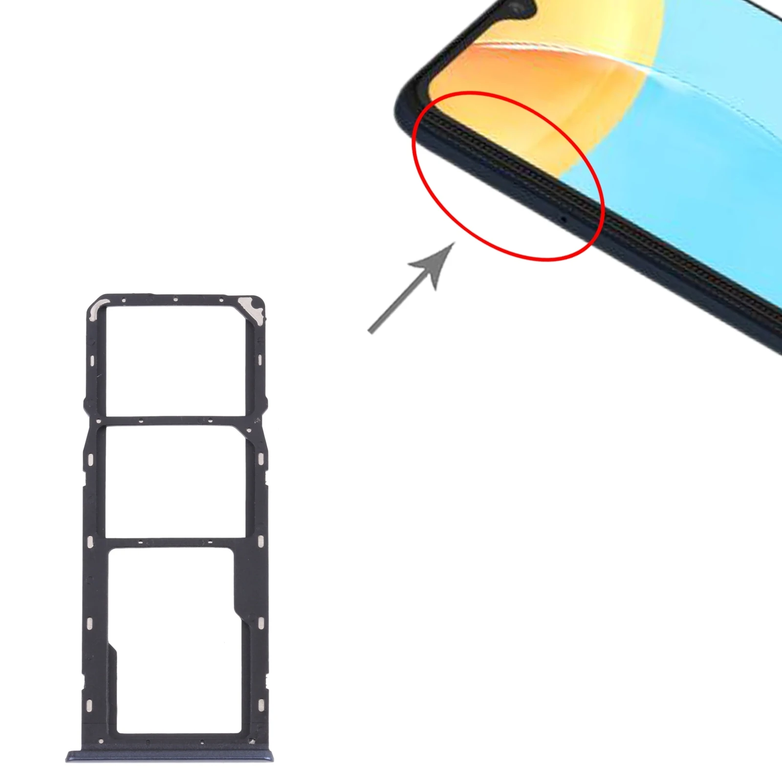 For OPPO A15 CPH2185 SIM Card Tray + SIM Card Tray + Micro SD Card Tray Mobile Phone Replacement Parts