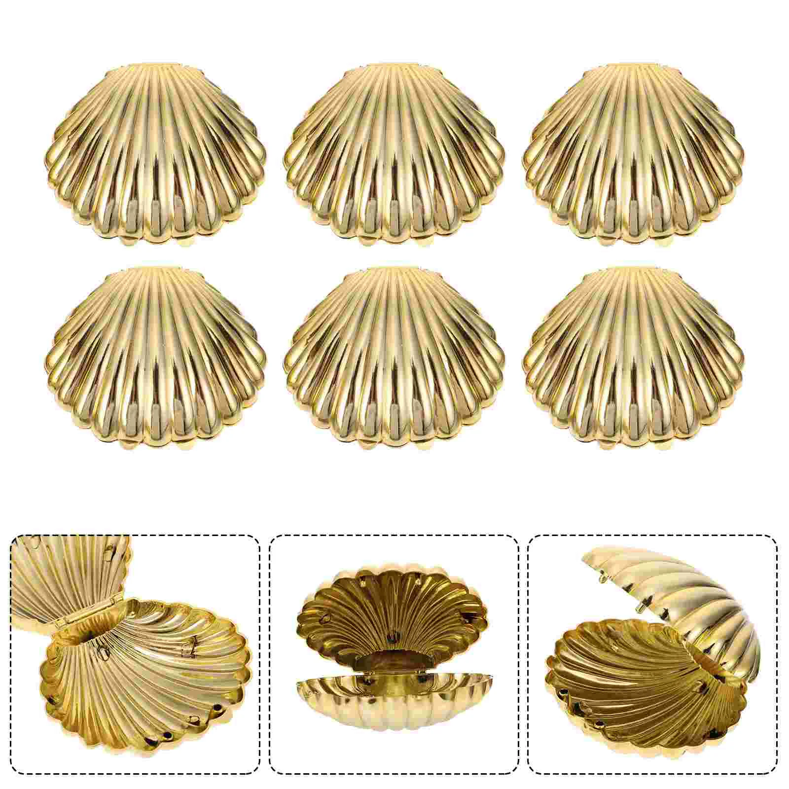 

Baby Snack Containers Shell Candy Box Goodies Gift Biscuit Beach Golden Plastic Wedding Favor Shape Treats 9X7.5CM