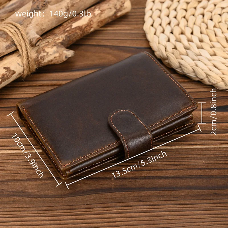 de vaca real, zíper, bifold, porta-moedas, masculino