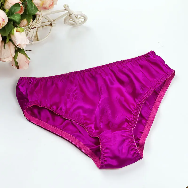Silk Underwear Women's Large Size XXL e Breathable Sweat Absorbent Low Waist Comfortable Innerwear Daily Use