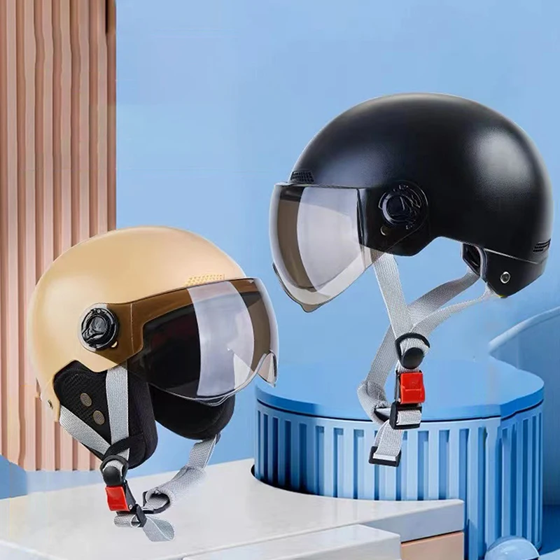 〔E〕3C-zertifizierter Cartoon-Elektrofahrrad-Motorrad-Halbhelm für Herren und Damen mit Schutzbrille, Fahrradschutzhelm – Detail 3