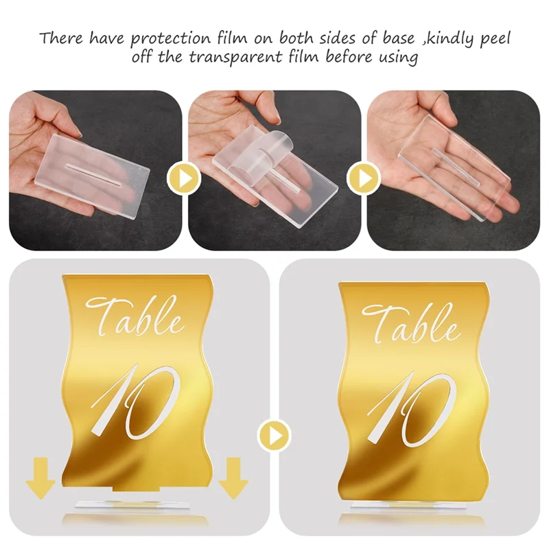 10PCS Gold Table Numbers With Stands Holders Wave Elegant Wedding Acrylic Table Numbers Large Modern Number Signs