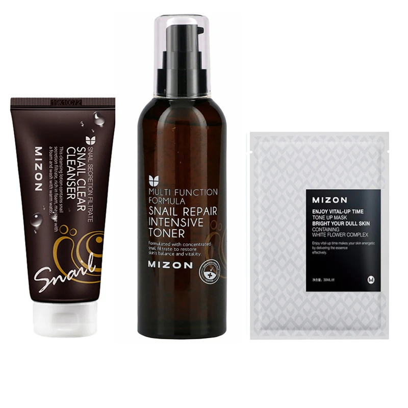 Mizon Multi Function Formula Snail Repair Intensive Toner 100ml Snail Cleanser 60ml Facial Mask  1pc Anti-aging Serum Moisture очищающая пенка с экстрактом оливы farmstay olive intensive moisture foam cleanser 100мл