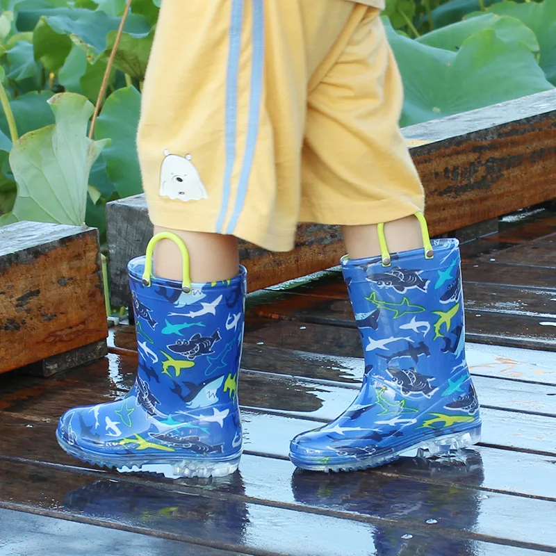 

Children Rainboots Waterproof Portable Baby Sneaker Toddler Boys Girls Shoes Cartoon Cute Dinosaur Non Slip Kids Rain Shoes