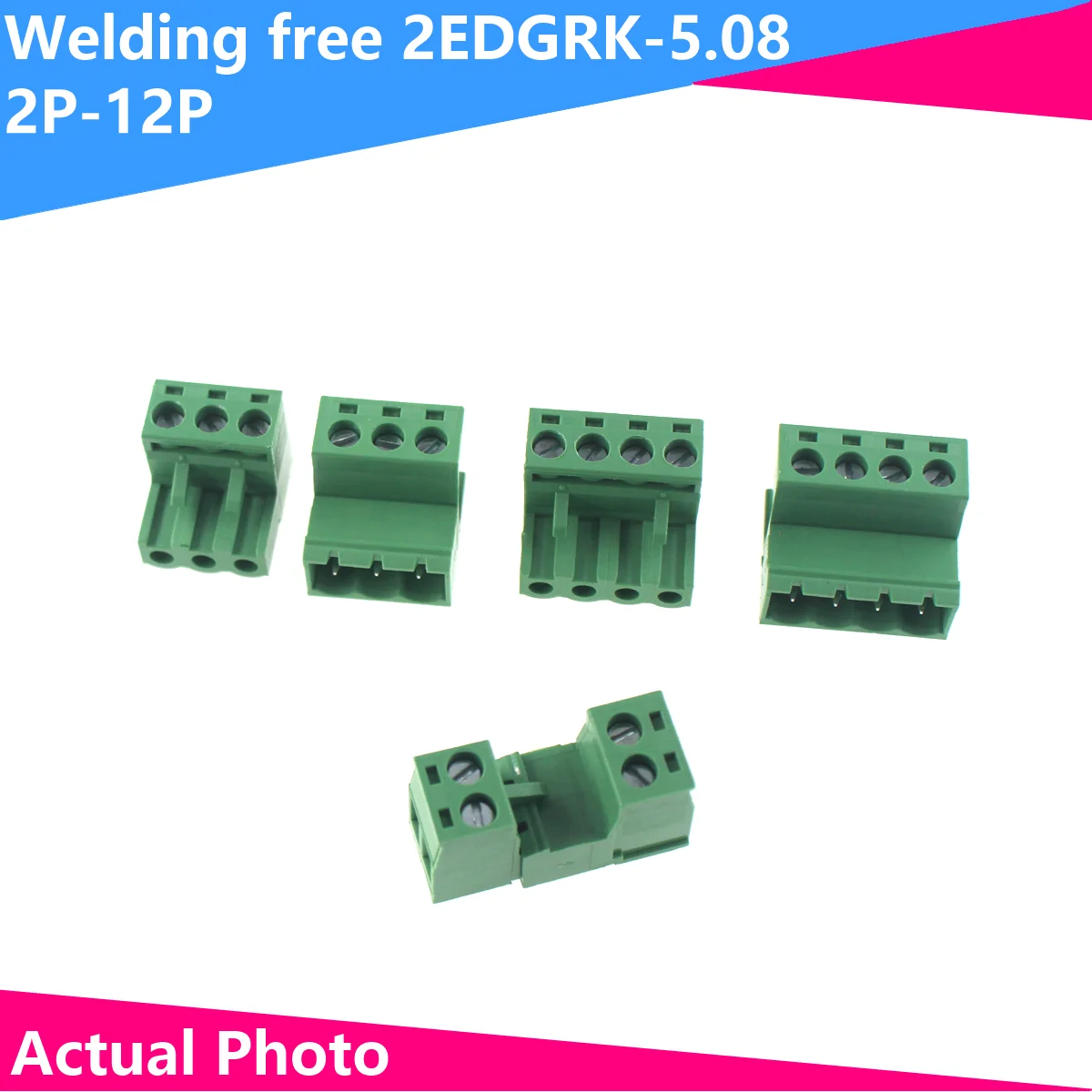 5pcs Solder free docking plug-in terminal block 2EDGRK-5.08 pair 2EDG-5.08MM 2P-12P