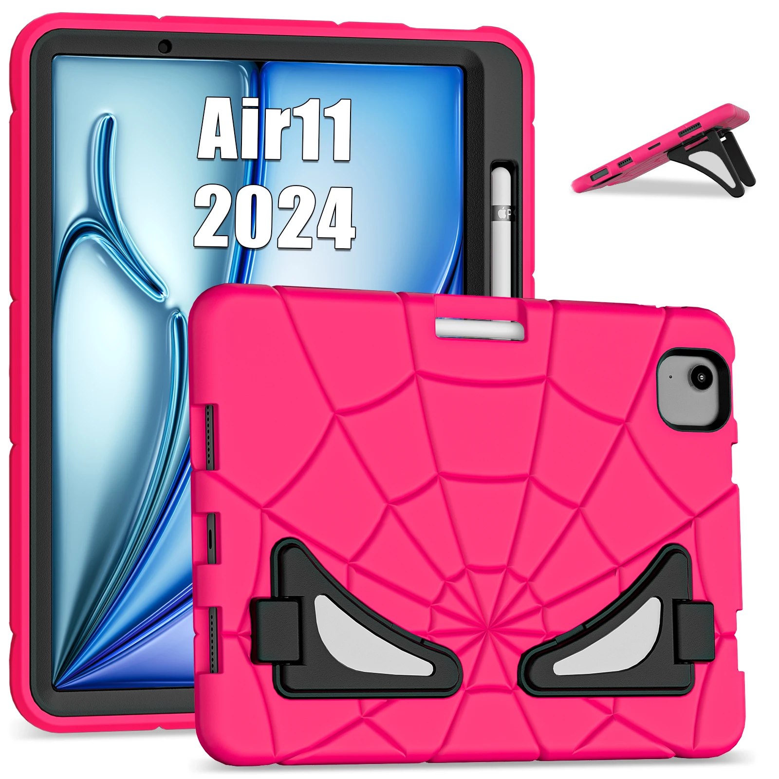Children's Spider Shockproof Tablet Case with Kickstand and Pen Slot - Silicone + PC Protective Cover