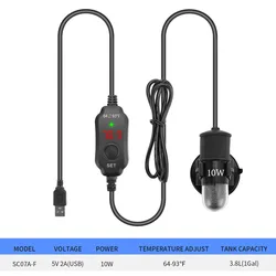 Submersible Adjustable Temperature Aquarium Heater 18-34°C - 5V-2A USB (SC07A-Fahrenheit)