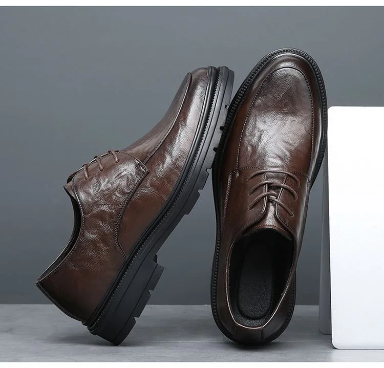 Men's shoes new spring and autumn British style leather shoes men's business dress big head cowhide work non-slip casual shoes