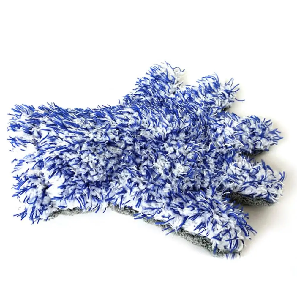 Car Cleaning Soft Coral Fleece Water Absorb Five Finger Glove Washing Tool for Car And Household Cleaning