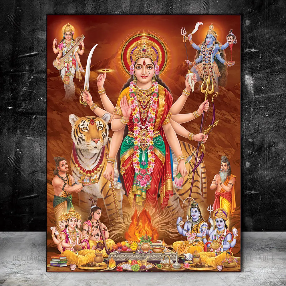 Hindu God Ganesha Elephant God Painting on Canvas Hinduism Vishnu Posters  Prints Religion Wall Art Living Room Wall Decor, image size:1000x1000