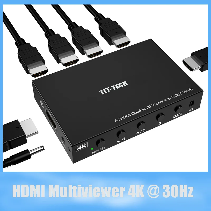 4k-30hz-hdmi-4x2-splitter-senza-cuciture-multischermo-hdmi-4-input-2-output-matrice-multi-viewer-con-ir-per-pc