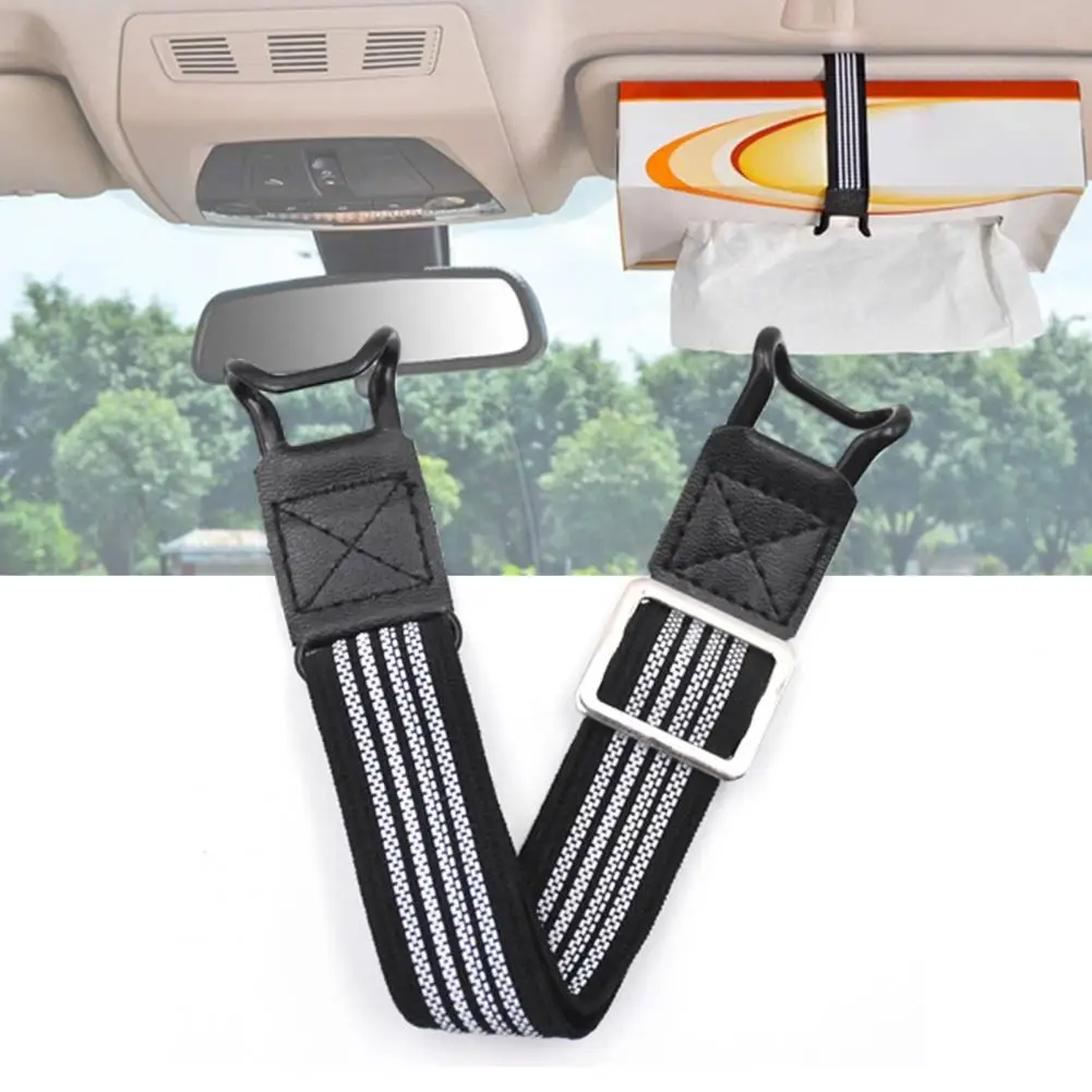 

Car Fixing Belt Adjustable Buckle Bend Hook Flexible Fix Tissue Box Reliable Car Visor Paper Box Strap Car Interior Accessories