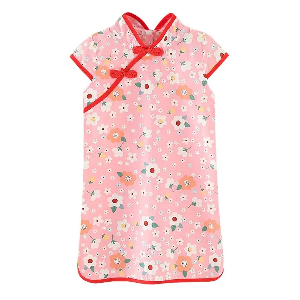 Cartoon Animals Children Cheongsam Short-Sleeved Girls Clothing Children Chinese Dress Princess Dress Qipao