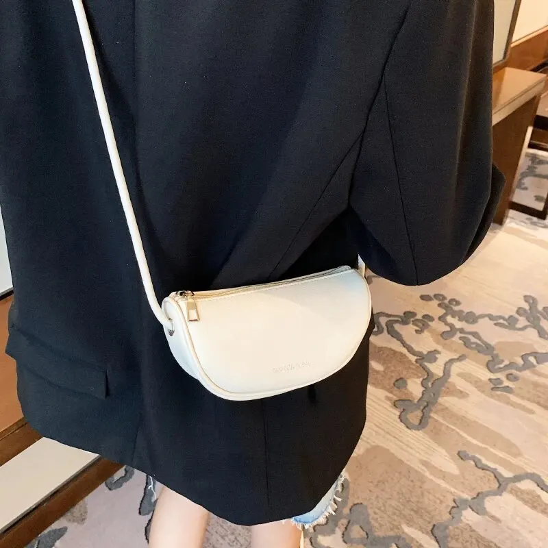 PU Solid Color Single Shoulder Women's Bag, Fashionable Mini Underarm Bag, Simple Crossbody Bag