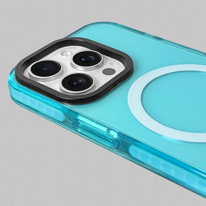 Vibrant Neon Transparent MagSafe Compatible Phone Case with Soft Silicone Bumper