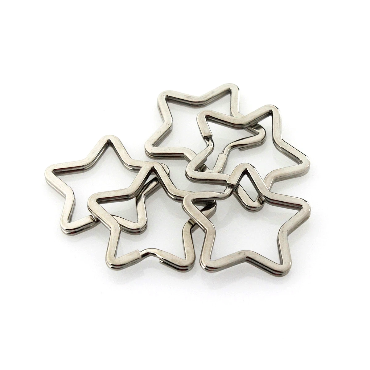 5pcs 금속 패션 스타 모양 분할 반지 더블 루프 Keyring 패션 특별 키 체인 키 홀더 DIY 가죽 공예 하드웨어