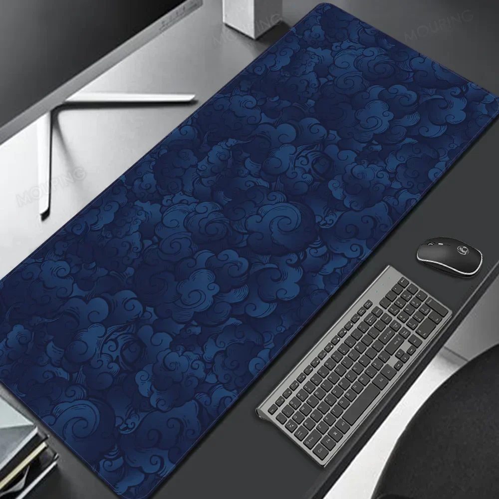Nuvens Japonesas Grande Jogo Mousepad Tapete Kawaii Mousepad para Computador e Escritório Mouse Pad Playmat Preto Mouse Mats Acessórios - Imagem 5