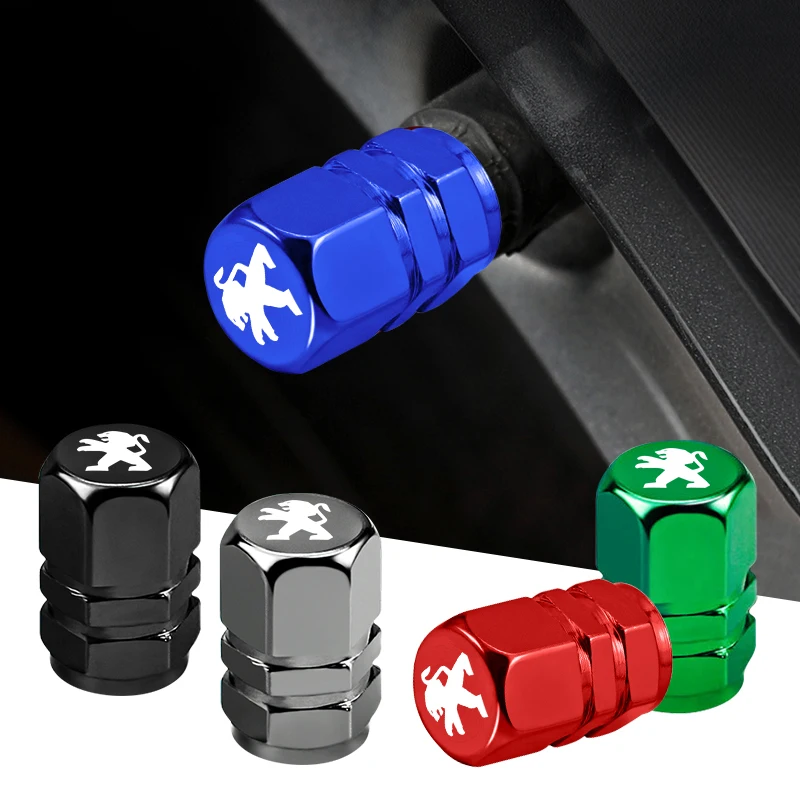 Car Emblem Metal Bolt-in Wheel Tire Valve Caps Dust Cover For Peugeot 308 206 208 2008 207 508 407 3008 307 406 5008 301 4Pcs car wheel valve cap