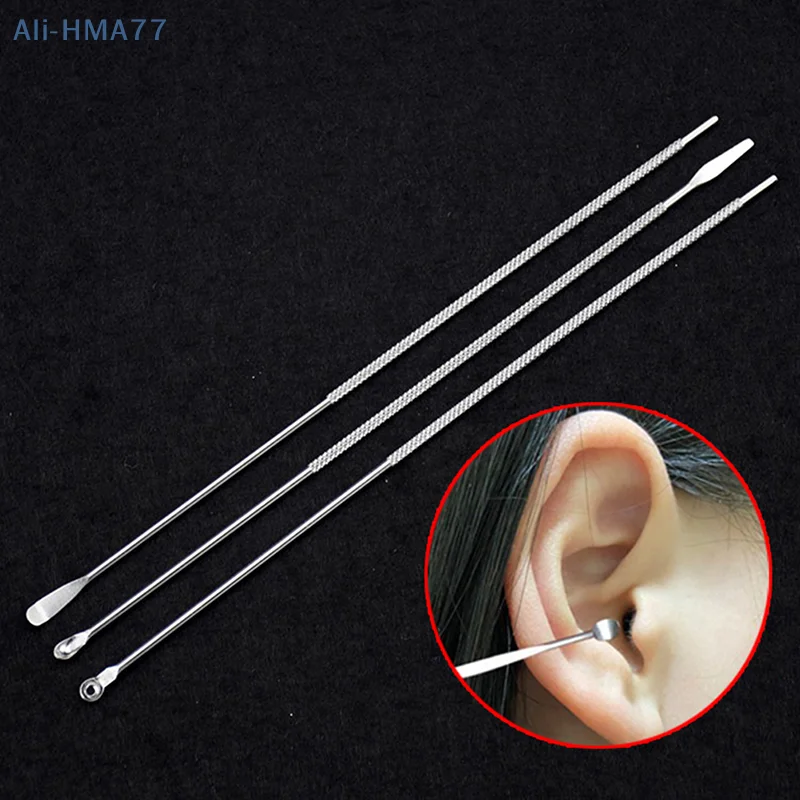 

3Pcs/Set Stainless Steel Spiral Type Earpick Wax Remover Curette Remover Anti-slip Ear Pick Spoon Ear Cleaner Tools For Adult