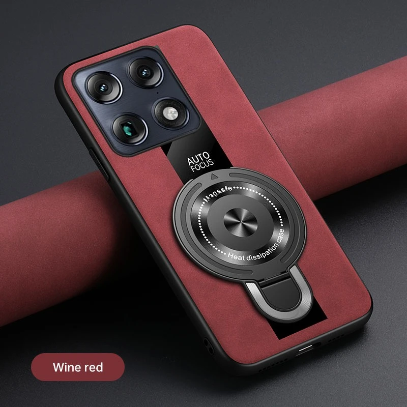 Luxury Leather Magnetic Stand Case for Smartphones - Skin-Friendly U-Shaped Cover