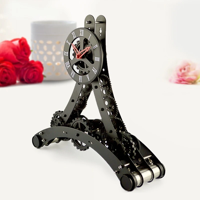 

Кварцевые механические настольные часы, бесшумные креативные часы с золотой Эйфелевой башней, оформление интерьера